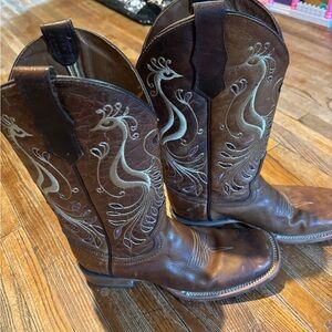 Brown Embroidered Western Boots